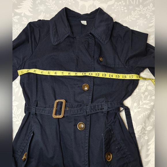 Twik Dark Blue Belted Trench Coat Sz. M - Picture 3 of 6